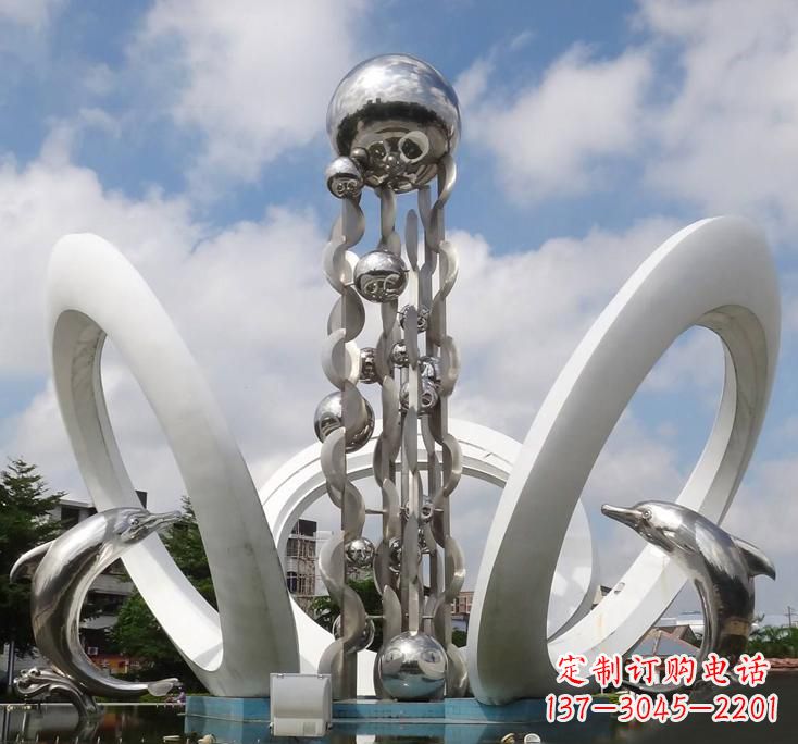 绵阳不锈钢城市艺术海豚雕塑美丽的海洋守护者