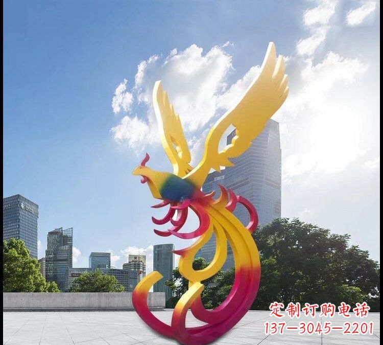 绵阳绚丽多彩的不锈钢凤凰雕塑