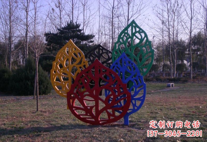 绵阳精美不锈钢树叶雕塑
