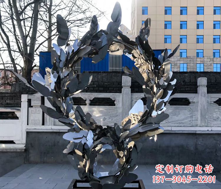 绵阳不锈钢蝴蝶花环景观雕塑