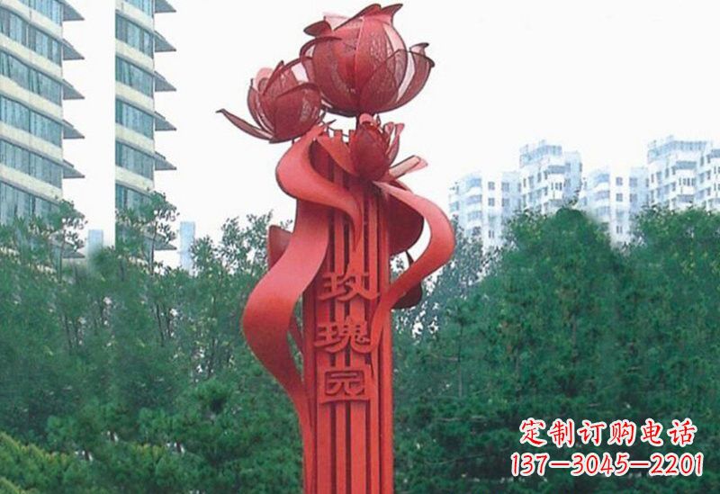 绵阳不锈钢玫瑰雕塑精美而优雅