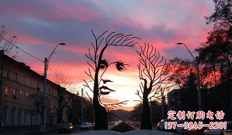 绵阳不锈钢人头雕塑点缀街边景观