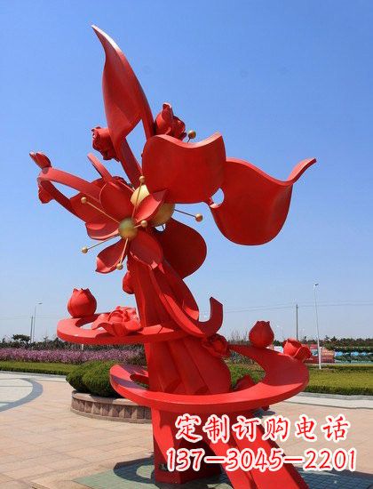 绵阳不锈钢石榴花雕塑艺术与美学的完美结合