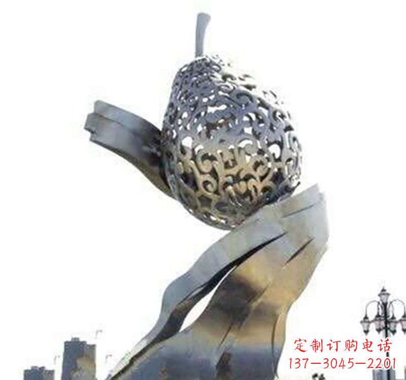 绵阳不锈钢梨雕塑艺术结合精美外形