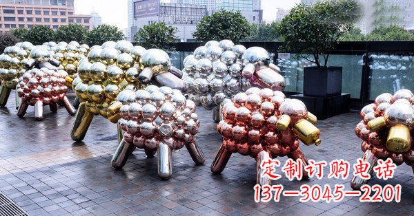 绵阳不锈钢动物雕塑——小羊肖恩动物广场