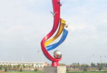 绵阳不锈钢彩色海鸥海浪雕塑——美丽传承