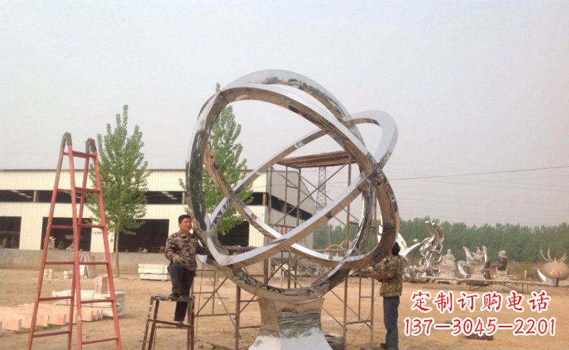 绵阳不锈钢抽象圆环雕塑。