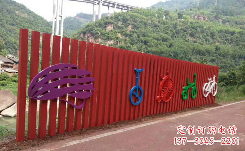 绵阳不锈钢自行车雕塑点缀公园景观