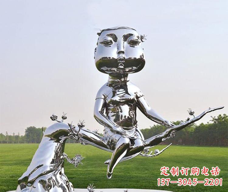 绵阳不锈钢树枝上的女孩雕塑