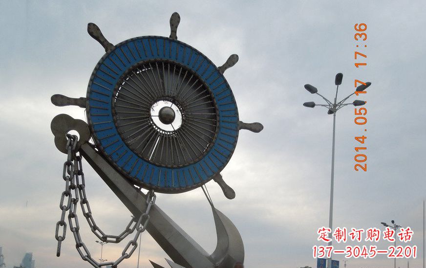 绵阳不锈钢船舵景观雕塑