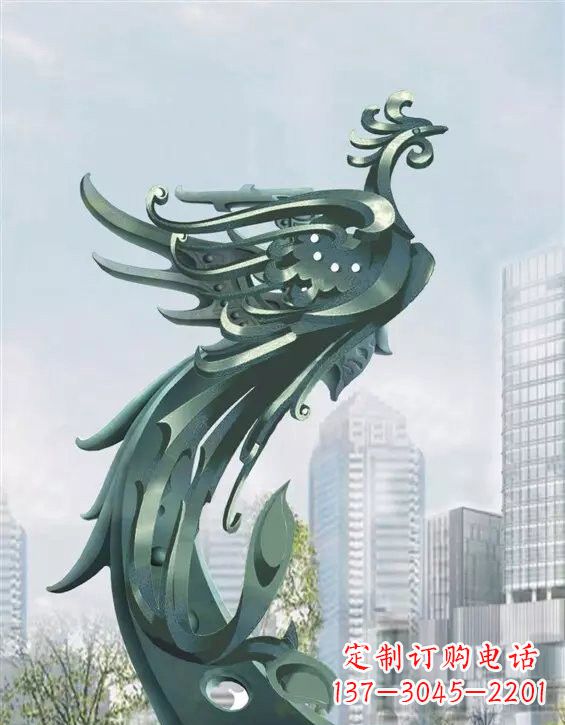 绵阳不锈钢大型凤凰雕塑美丽而神秘