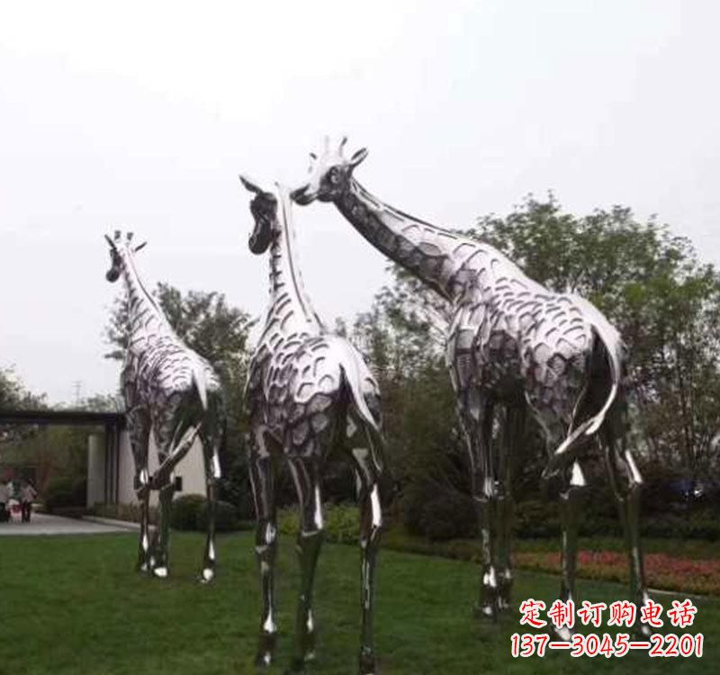绵阳精美的不锈钢大型长颈鹿雕塑