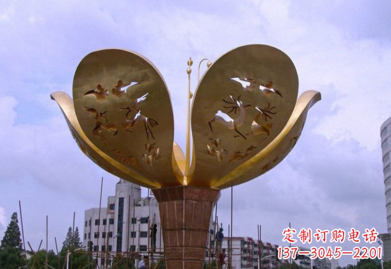 绵阳大型不锈钢紫荆花雕塑