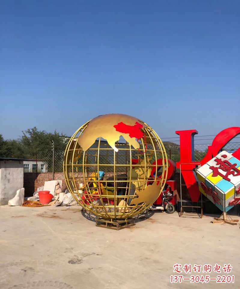 绵阳不锈钢地球仪雕塑点缀校园景观