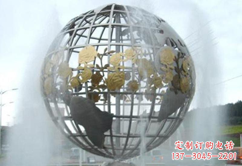 绵阳不锈钢地球仪雕塑象征着地球家园