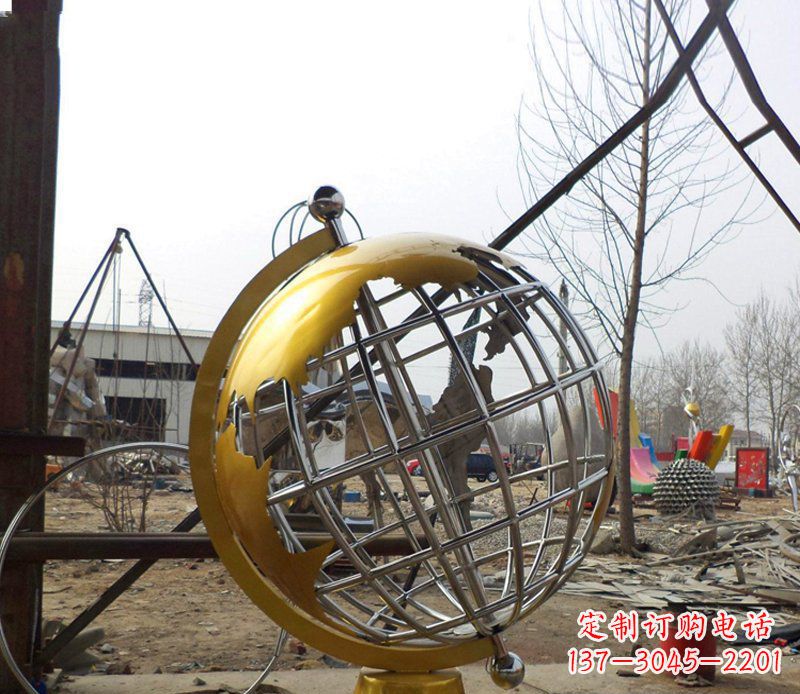 绵阳不锈钢地球仪雕塑象征着美好未来