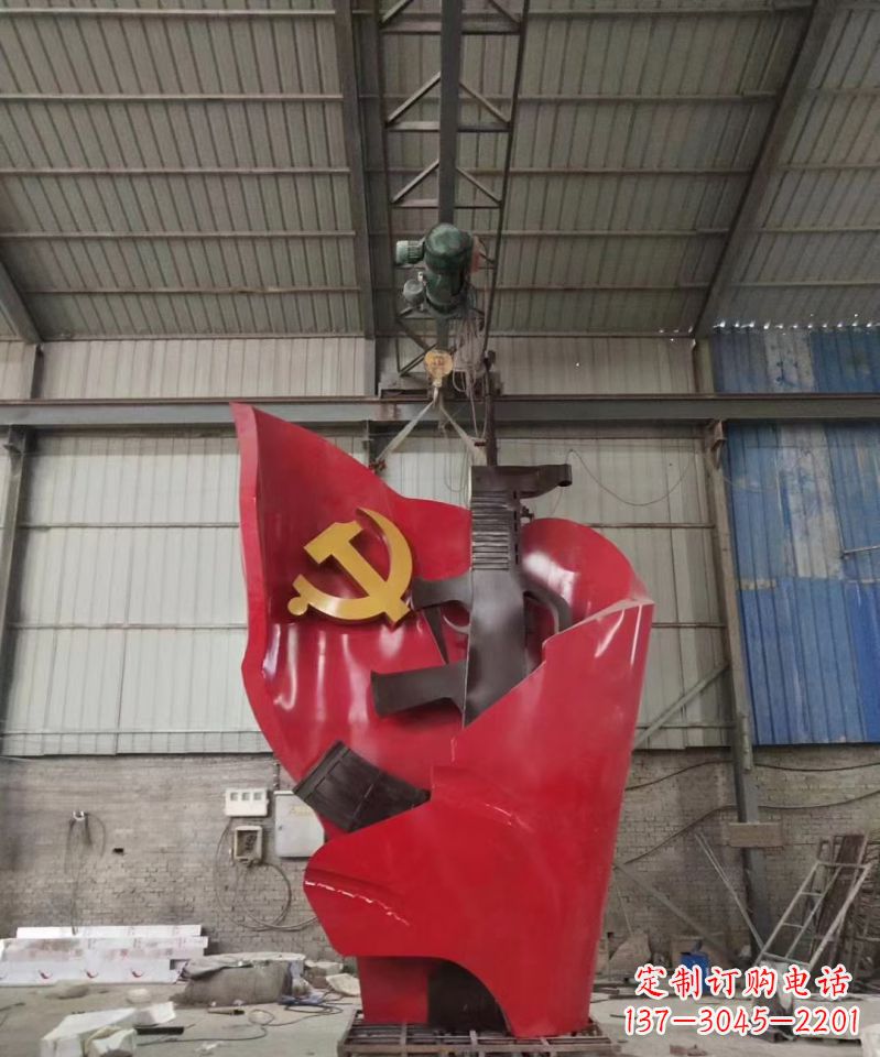 绵阳不锈钢党旗雕塑缅怀先烈、铭记历史