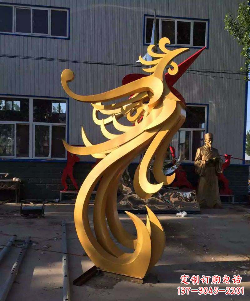 绵阳不锈钢雕刻凤凰雕塑传承精美工艺