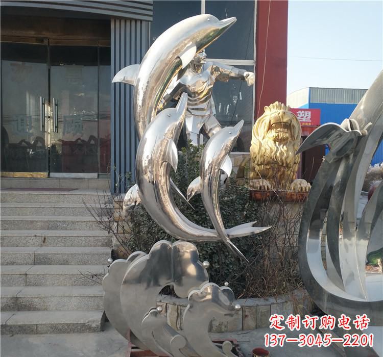 绵阳不锈钢海豚雕塑——精美外观,传递环保理念