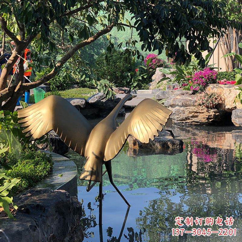 绵阳不锈钢动物鹤雕塑精美艺术品