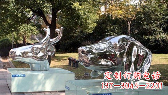 绵阳动物十二生肖头像不锈钢雕塑