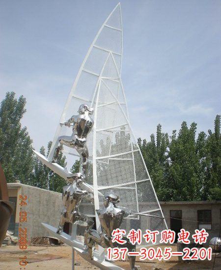 绵阳海上航行不锈钢帆船雕塑