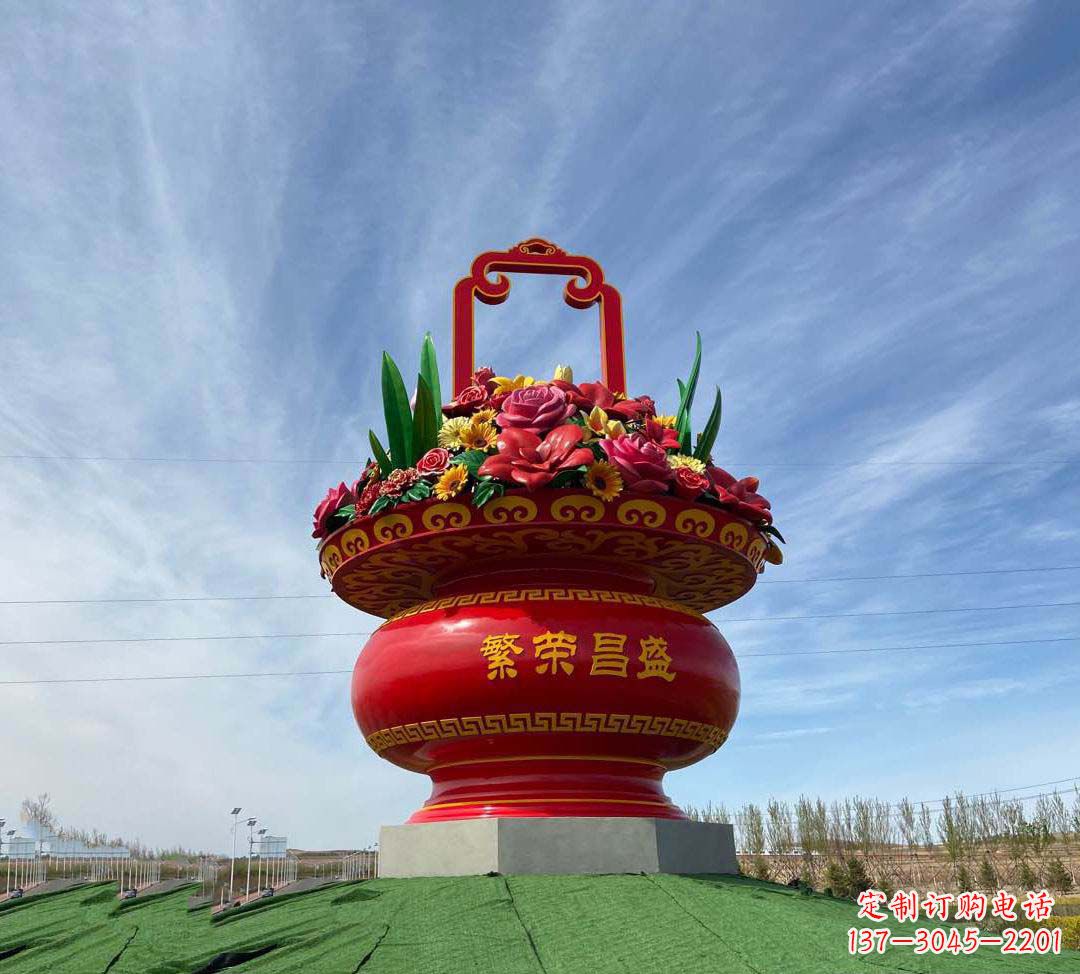 绵阳不锈钢花篮雕塑象征繁荣昌盛