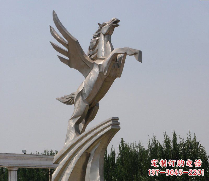 绵阳不锈钢飞马精美雕塑点缀公园