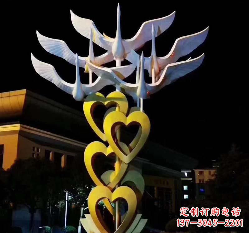 绵阳不锈钢大雁雕塑象征着自由的翱翔