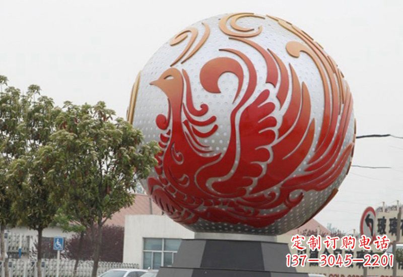 绵阳不锈钢凤凰浮雕圆球雕塑精美雕塑把艺术带到生活中