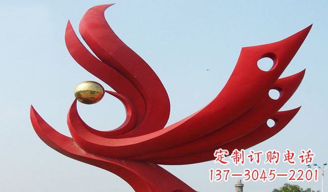 绵阳不锈钢凤凰雕塑象征着美丽与智慧