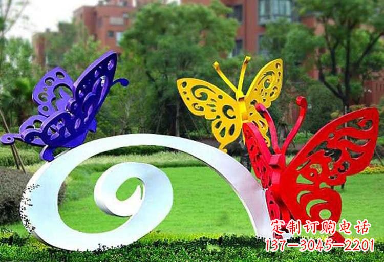 绵阳彩色蝴蝶雕塑,点亮不锈钢公园
