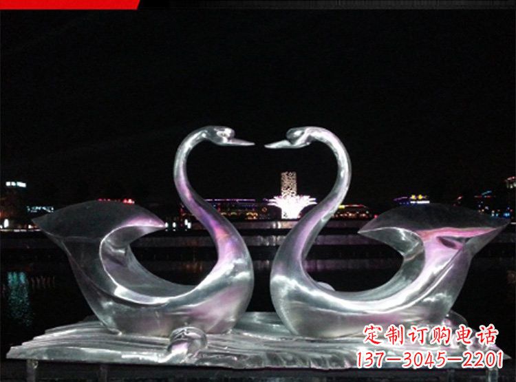 绵阳不锈钢天鹅雕塑美化公园