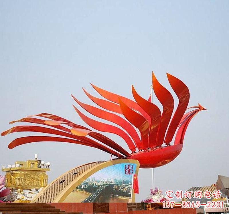 绵阳不锈钢凤凰雕塑——美丽的象征