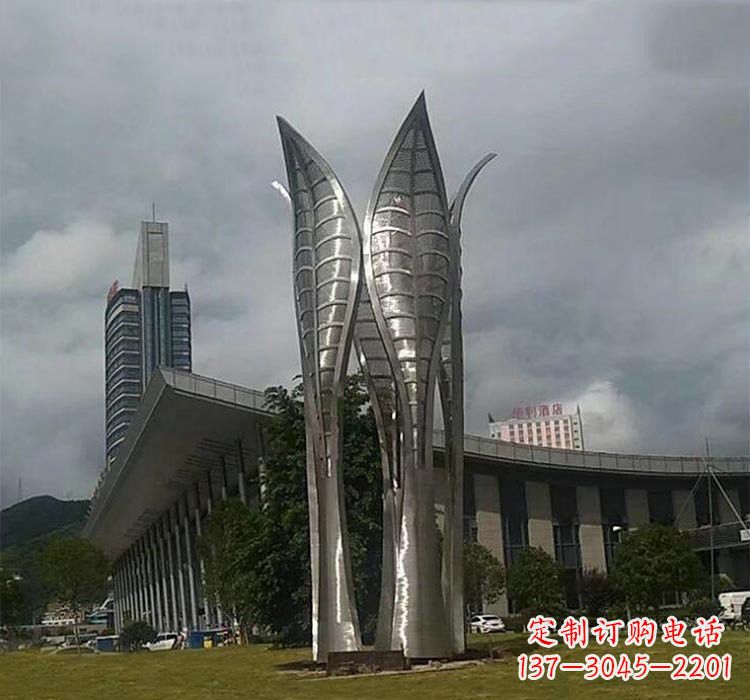 绵阳不锈钢公园大型树叶雕塑精美绝伦