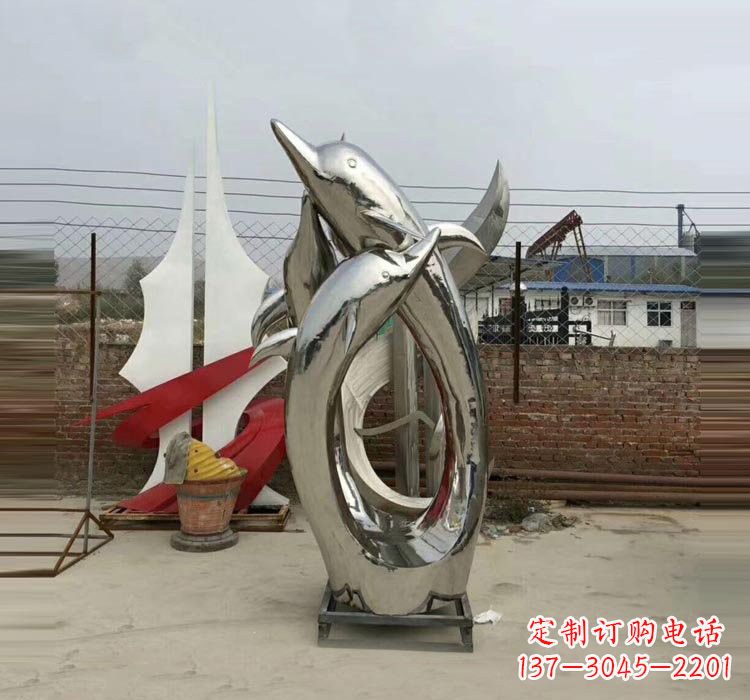 绵阳不锈钢海豚雕塑——象征着动物自由的象征