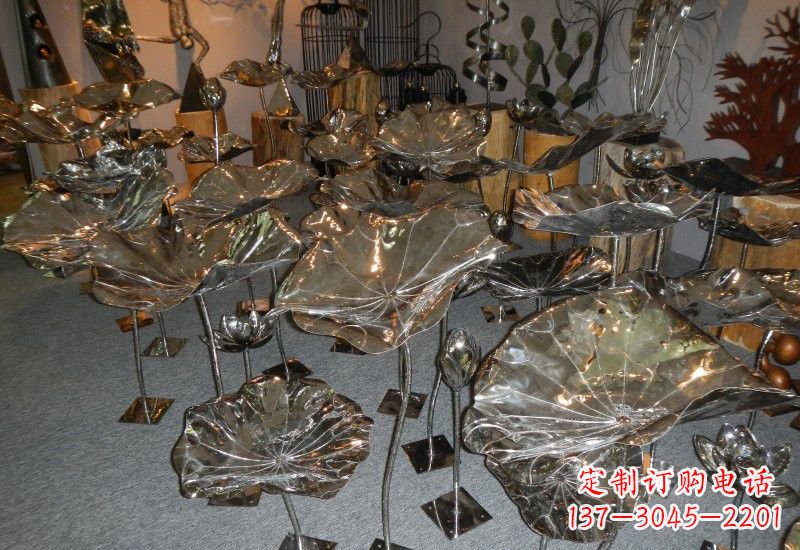 绵阳不锈钢荷叶雕塑——缔造美丽公园