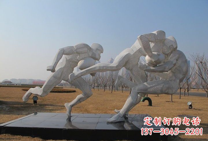 绵阳不锈钢橄榄球雕塑传承运动精神