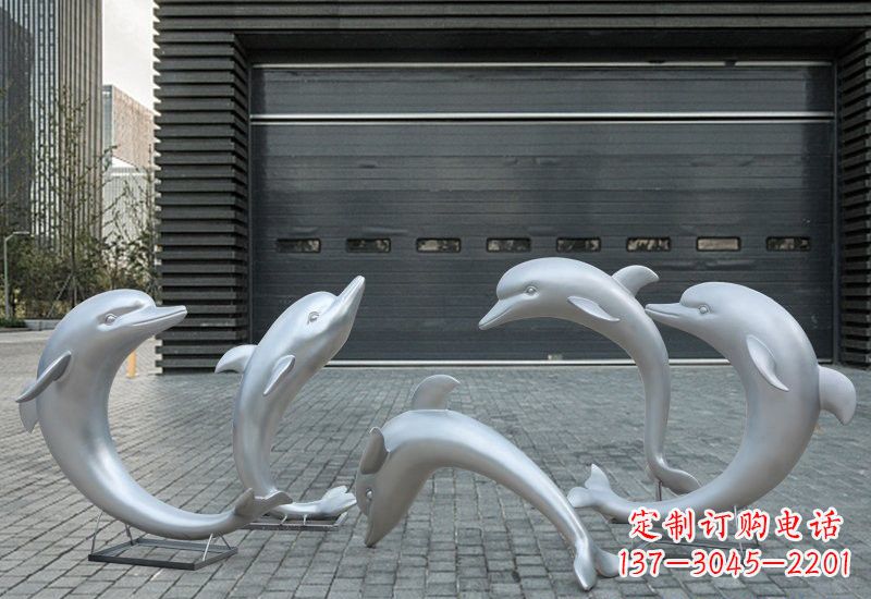 绵阳海豚的精灵——不锈钢公园海豚雕塑