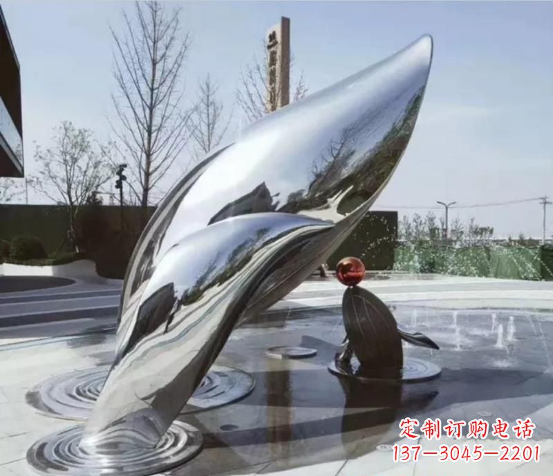 绵阳精美不锈钢海豚雕塑