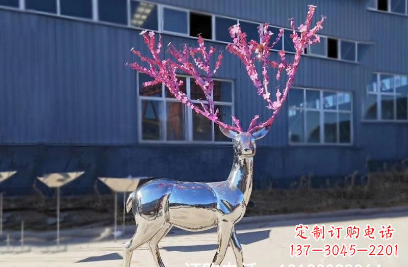 绵阳梅花鹿雕塑不锈钢公园的美丽礼物