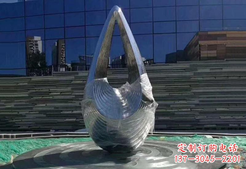 绵阳不锈钢空心水滴雕塑美丽的艺术之作