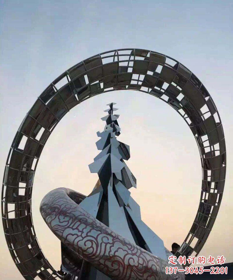 绵阳不锈钢松树祥云雕塑