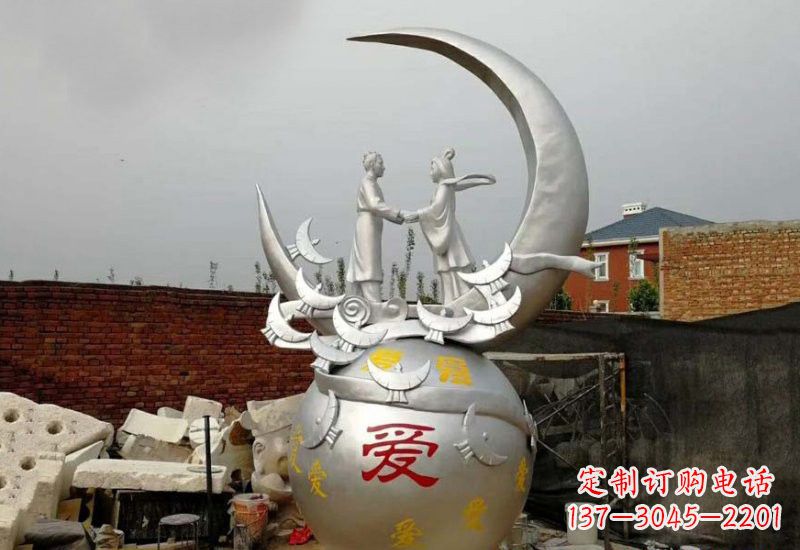 绵阳牛郎织女传说的不锈钢雕塑