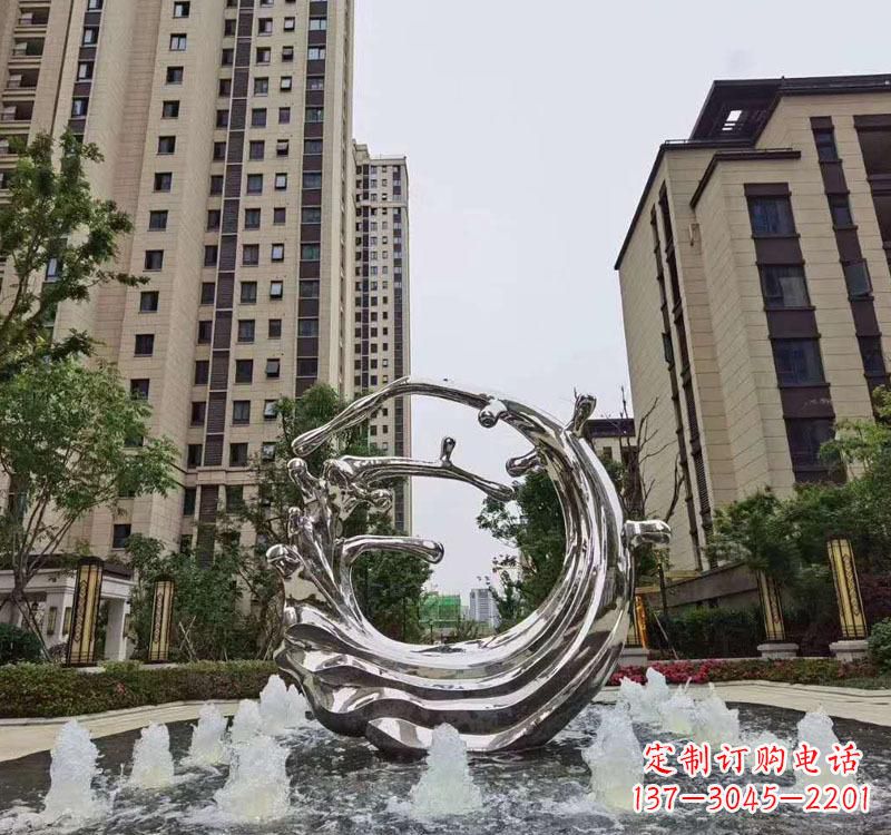 绵阳不锈钢海浪喷泉雕塑精美雕刻,灿烂绚烂