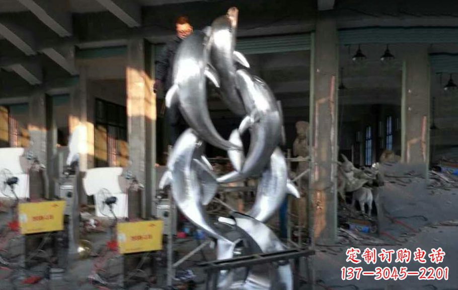 绵阳不锈钢海豚雕塑漂亮的海洋艺术品