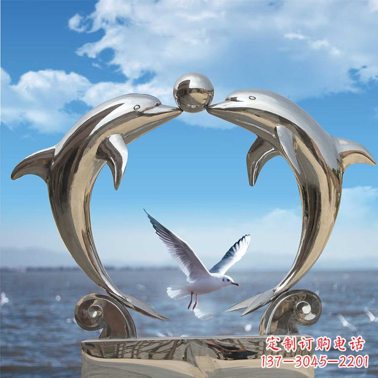 绵阳不锈钢海豚雕塑精美的海洋之美