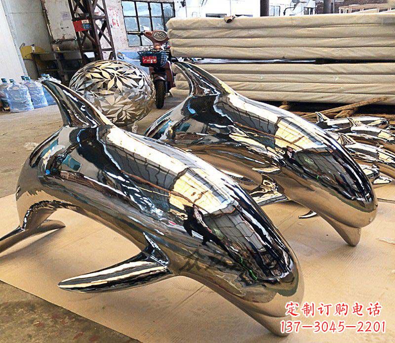 绵阳不锈钢海豚雕塑1