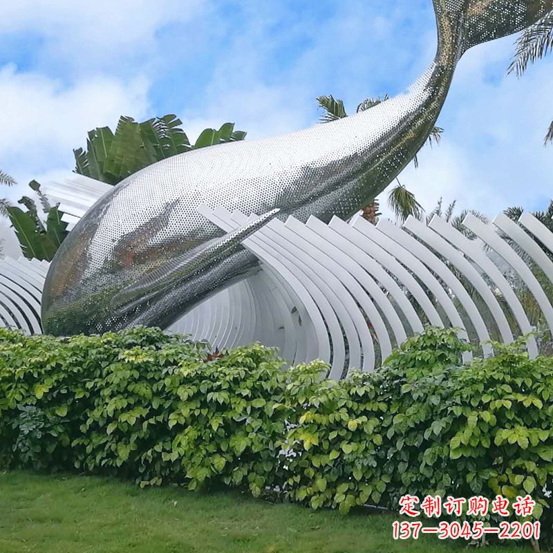 绵阳海豚雕塑镜面鲸鱼创意动物景观