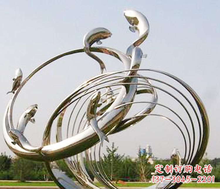 绵阳不锈钢海豚雕塑美丽而又神秘